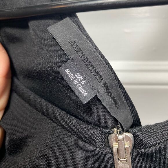 ALEXANDER WANG Bodycon Zipper Front Ponte Mini Dress Crisscross Back Black Sz 6 - Picture 5 of 13